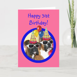 Tarjeta Feliz 31 cumpleaños de perros boxeadores