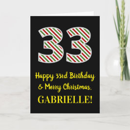 Tarjeta Feliz 33 cumpleaños y Feliz Navidad, nombre person