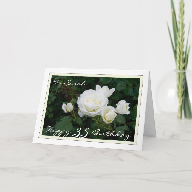 Tarjeta Feliz 35º Personalizable de cumpleaños con rosas b (Anverso)