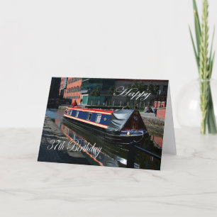 Tarjeta Feliz 37° cumpleaños a un barco del canal