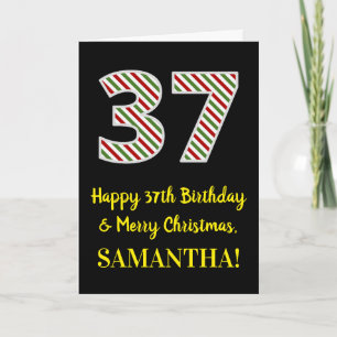Tarjeta Feliz 37 cumpleaños y Feliz Navidad, nombre person