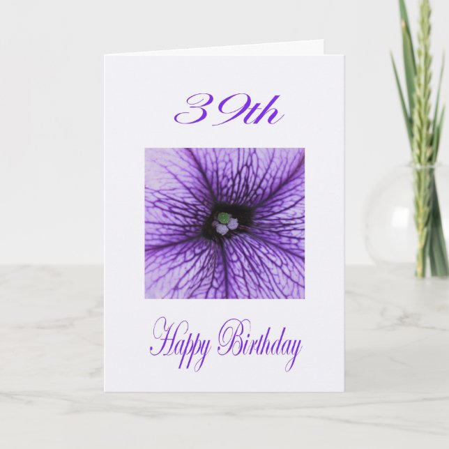 Tarjeta Feliz 39 aniversario de la explosión violeta (Anverso)