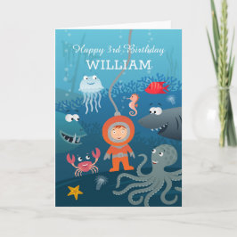 Tarjeta Feliz 3.ª Personalizado de cumpleaños Buceador sub
