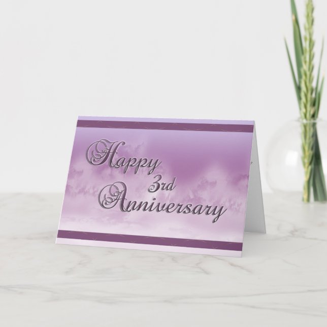 Tarjeta Feliz 3er aniversario (aniversario de bodas) (Anverso)
