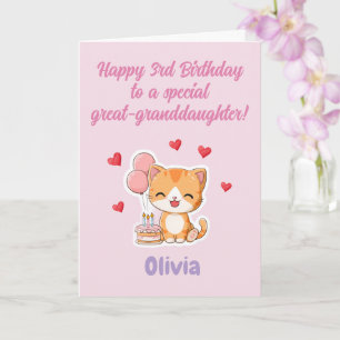 Tarjeta Feliz 3er cumpleaños a una nieta bisnieta especial