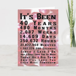 Tarjeta Feliz 40° Aniversario del Boda Ruby