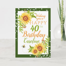 Tarjeta Feliz 40 aniversario Floral Sunflower