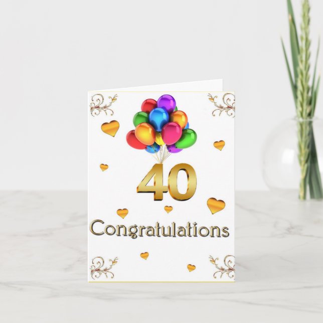 Tarjeta Feliz 40° cumpleaños (Anverso)