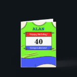 Tarjeta Feliz 40° cumpleaños para un corredor<br><div class="desc">Envíe deseos de cumpleaños 40 a ese corredor especial, la distancia que recorra, maratones, media maratones, 10 millas, 10 km o 5 km de distancia recorridos o sprints! ¡O simplemente alterar los mensajes para alguien que su color favorito es el verde! El chaleco en ejecución con su número de carrera...</div>