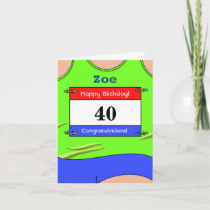 Tarjeta Feliz 40° cumpleaños para un corredor