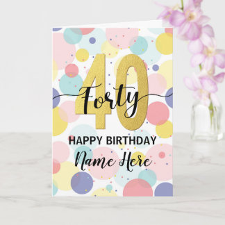 Tarjeta Feliz 40 cumpleaños Pastel Rainbow Gold Woman