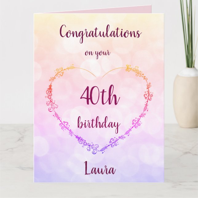 Tarjeta Feliz 40° cumpleaños personalizado (Anverso)