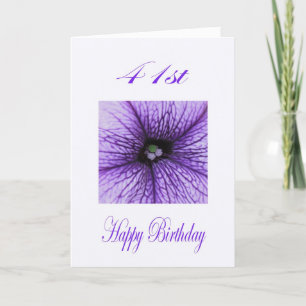 Tarjeta Feliz 41º cumpleaños morado florecimiento