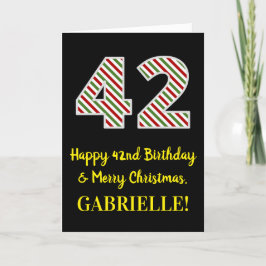 Tarjeta Feliz 42º cumpleaños y Feliz Navidad, nombre perso
