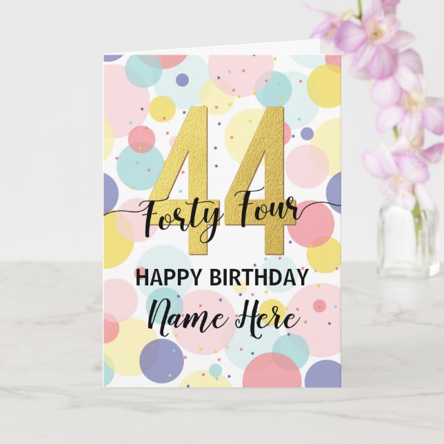 Tarjeta Feliz 44 cumpleaños Pastel Rainbow Gold Woman (Orquídea)