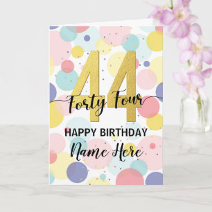 Tarjeta Feliz 44 cumpleaños Pastel Rainbow Gold Woman