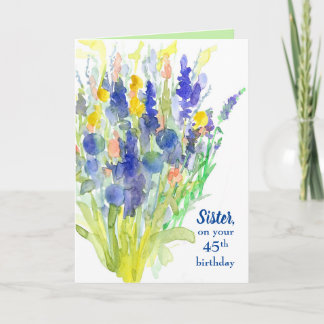 Tarjeta Feliz 45º cumpleaños Hermana Flor Bouquet