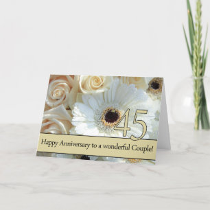 Tarjeta Feliz 45 aniversario rosas