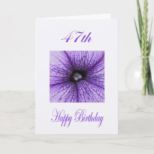 Tarjeta Feliz 47º cumpleaños morado florecimiento