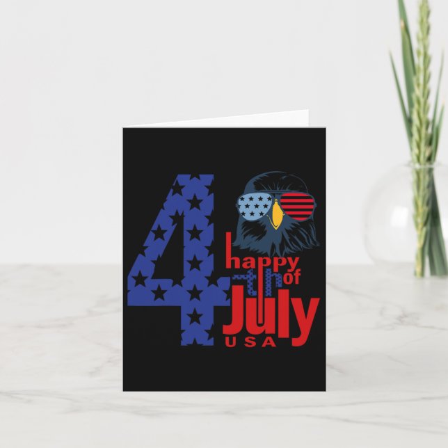 Tarjeta Feliz 4 De Julio Bandera De Águila Patriótica 4 De (Anverso)