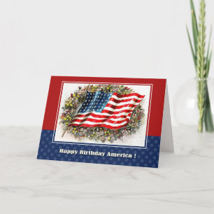 Tarjeta Feliz 4 de julio. Bandera de Estados Unidos de Vin