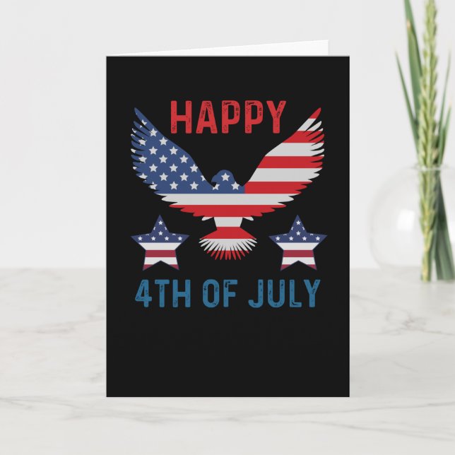Tarjeta Feliz 4 de julio Bandera estadounidense (Anverso)