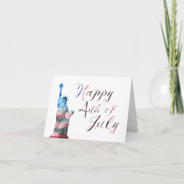 Tarjeta Feliz 4 de julio (bokeh de la libertad) (Anverso)