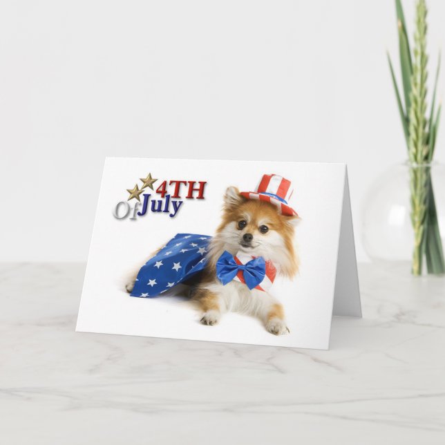 Tarjeta Feliz 4 de julio de cachorro (Anverso)