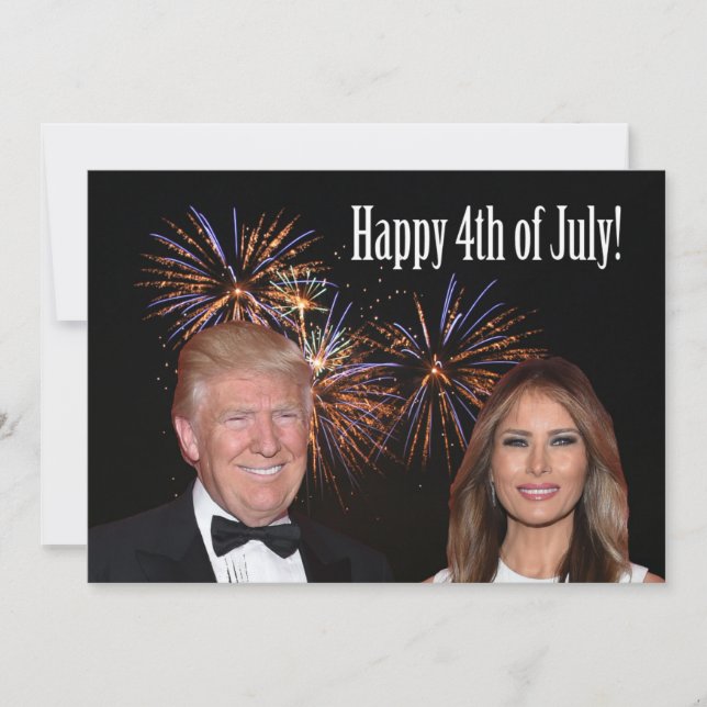 Tarjeta Feliz 4 de julio de Donald y Melania Trump (Anverso)