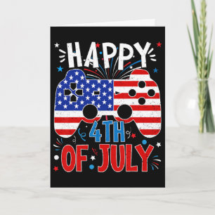 Tarjeta Feliz 4 de julio de juegos patrióticos bandera ame