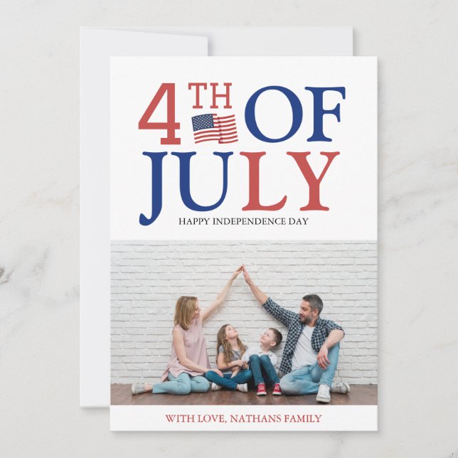 Tarjeta Feliz 4 de julio Día de la Independencia de Estado (Anverso)