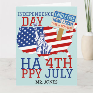 Tarjeta Feliz 4 de julio Día de la Independencia fiesta li