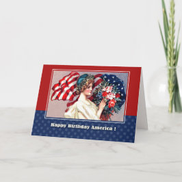 Tarjeta Feliz 4 de julio. Diseño patriótico vintage