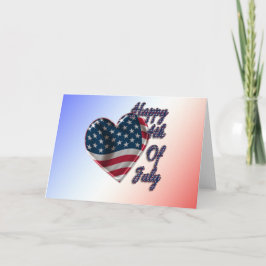 Tarjeta Feliz 4 de julio, el corazón de la bandera de los 