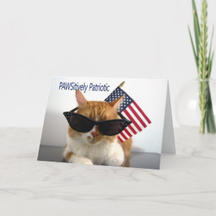 Tarjeta Feliz 4 de julio - Gato PAWSitivamente Patriótico