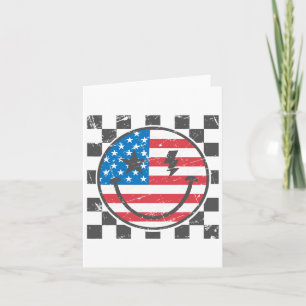 Tarjeta Feliz 4 De Julio Groovy Smile Rojo Azul Blanco