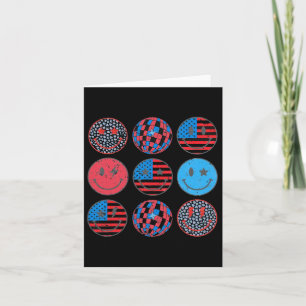 Tarjeta Feliz 4 De Julio Groovy Smile Rojo Azul Blanco