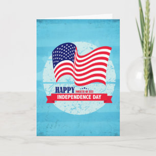 Tarjeta Feliz 4 de julio: Ilustracion de Bandera Americana