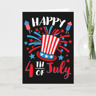 Tarjeta Feliz 4 de julio Patriótico Americano Bandera de E