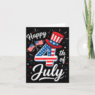 Tarjeta Feliz 4 de julio Patriótico Bandera Americana 4 de