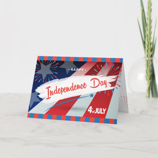 Tarjeta Feliz 4 de julio Patriótico de la Bandera Estadoun (Anverso)