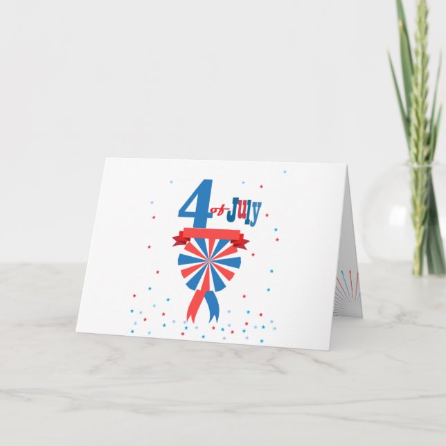 Tarjeta Feliz 4 de julio Patriótico de la Bandera Estadoun (Anverso)