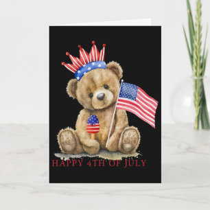 Tarjeta Feliz 4 de julio Patriótico Oso Lindo Mujeres Niña
