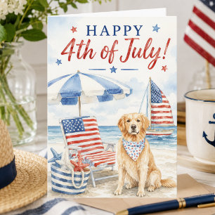 Tarjeta Feliz 4 de julio Patriótico Perro Verano Fiesta