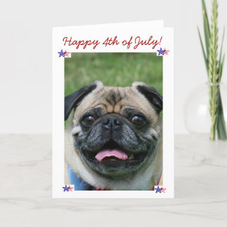 Tarjeta Feliz 4 de julio, Perro Pug