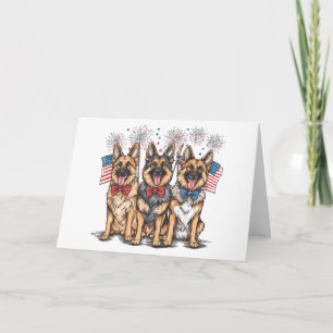 Tarjeta Feliz 4 De Julio, Perros Pastores Alemanes