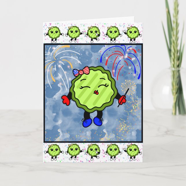 Tarjeta Feliz 4 de julio Pickle | Festividad divertida (Anverso)