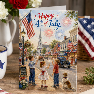 Tarjeta Feliz 4 de julio vintage Día de la Independencia d