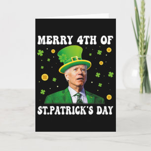 Tarjeta Feliz 4 de San Patricio Groovy Joe Biden Confundid