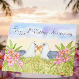 Tarjeta Feliz 4to Aniversario de Boda Laysan Albatross